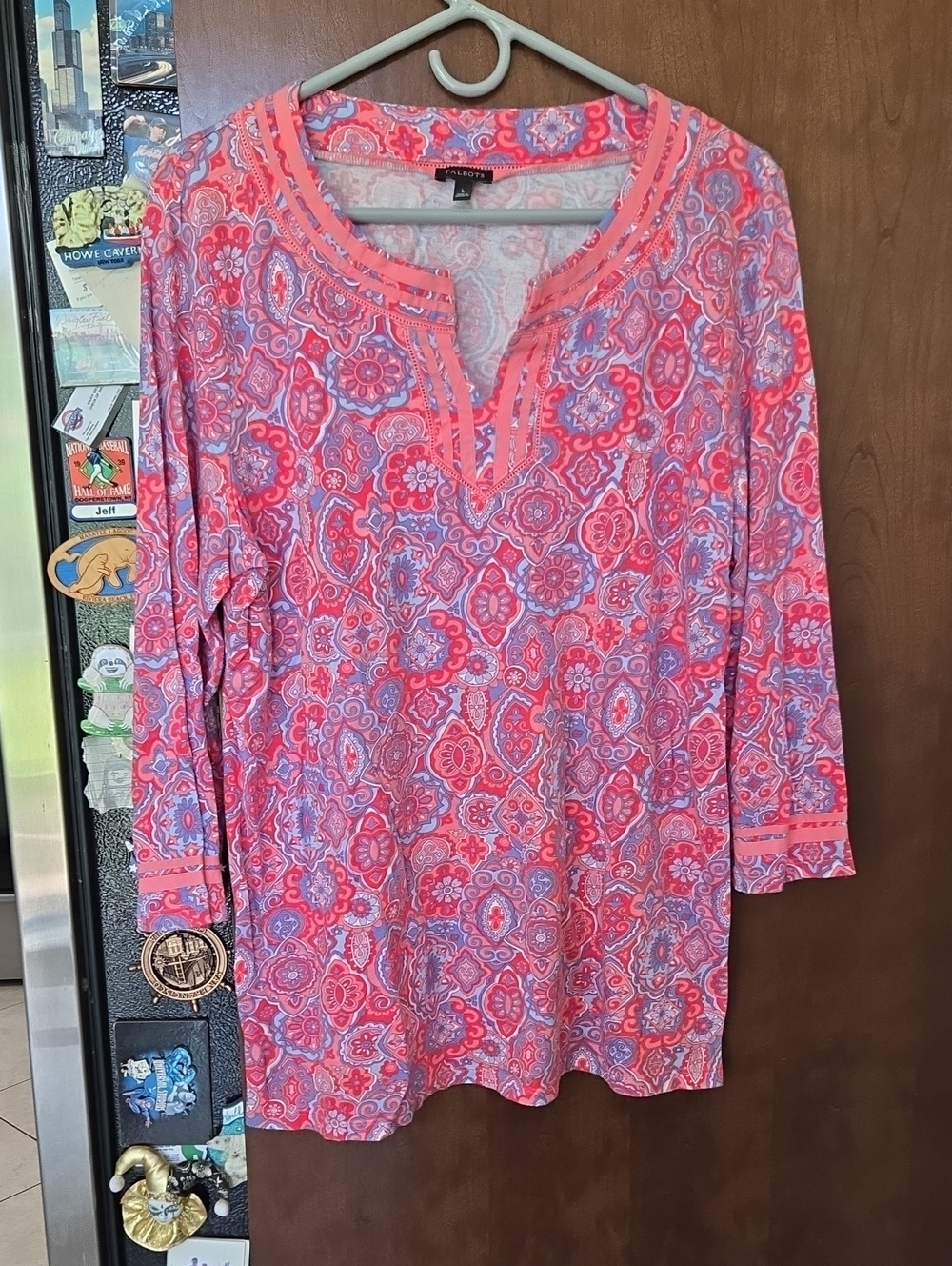 Talbots Coral and Lavender Paisley Tunic